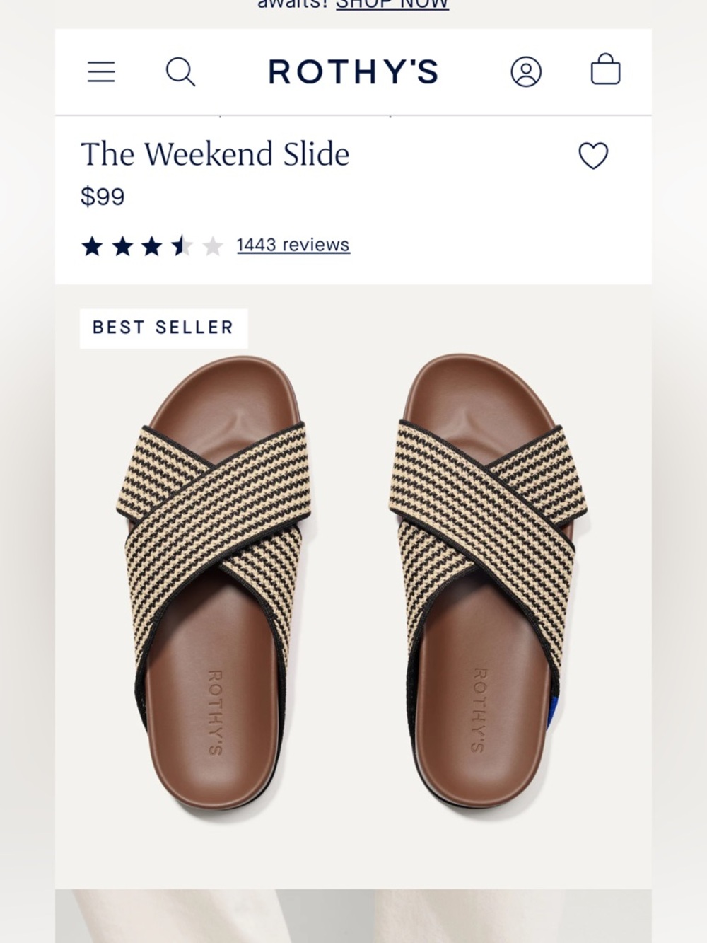 Rothy's Crossband The Weekend Slide - Brown & Natural